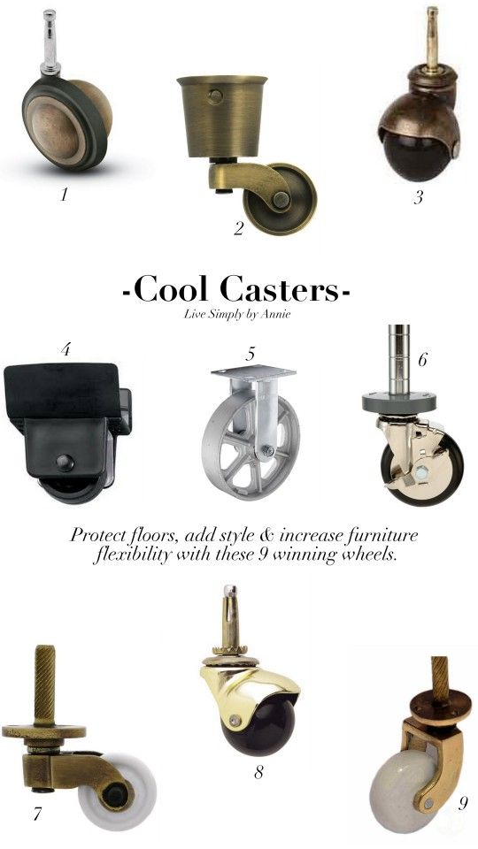 the different types of casteors are shown in this image, including one wheel and two wheels