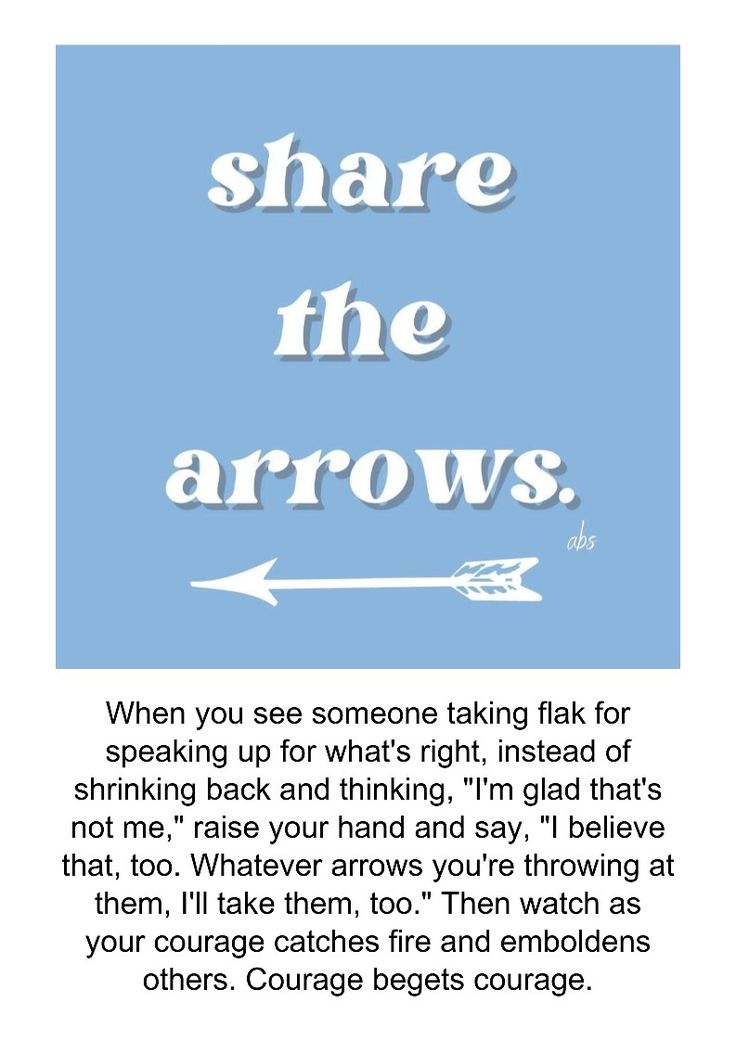 an advertisement with the words share the arrows in white on a blue background and below it is