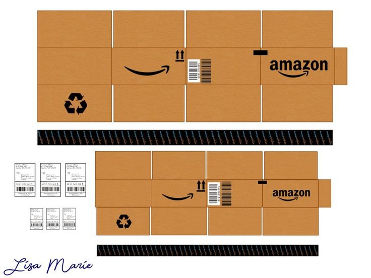 two cardboard boxes with amazon logos on them