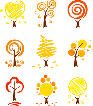 trees with different shapes and colors are shown in this drawing technique, which is easy to draw