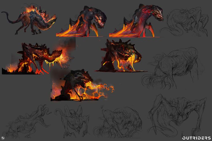 the concept art for godzilla's fire breathing creatures