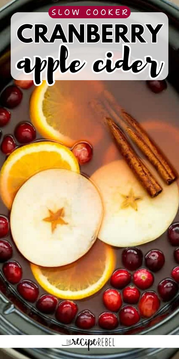 A Thanksgiving recipe in the crockpot! This simple fall drink is perfect for your get-together. With a perfect combo of flavors, this Slow Cooker Cranberry Apple Cider will keep you warm and cozy! Homemade Cider Crockpot, Apple Cider Crock Pot Recipe, Slow Cooker Cranberry Apple Cider, Slow Cooker Apple Cider Recipe, Slow Cooker Hot Apple Cider Recipe, Apple Cider Recipe Homemade Slow Cooker, Hot Fall Drinks Crockpot, Crock Pot Hot Apple Cider, Christmas Punch Hot Crock Pot