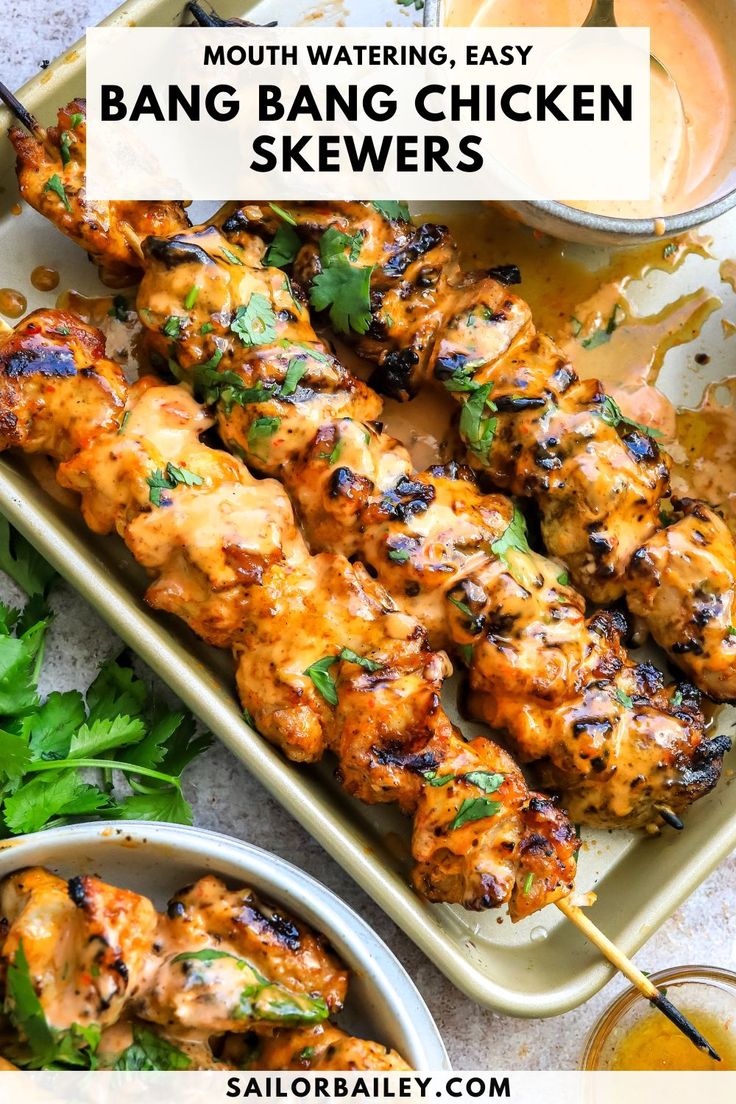 Bang Bang Chicken Skewers, Usa Recipes, Chicken Recipes Indian, Bang Bang Sauce, Spicy Grilled Chicken, Bang Bang Chicken, Grilled Dinner, Chicken Meals, Summer Recipes Dinner