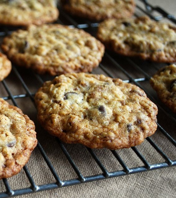 chocolate chip cookies cooling on a wire rack