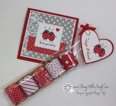 two valentine's day cards with red and white polka dots