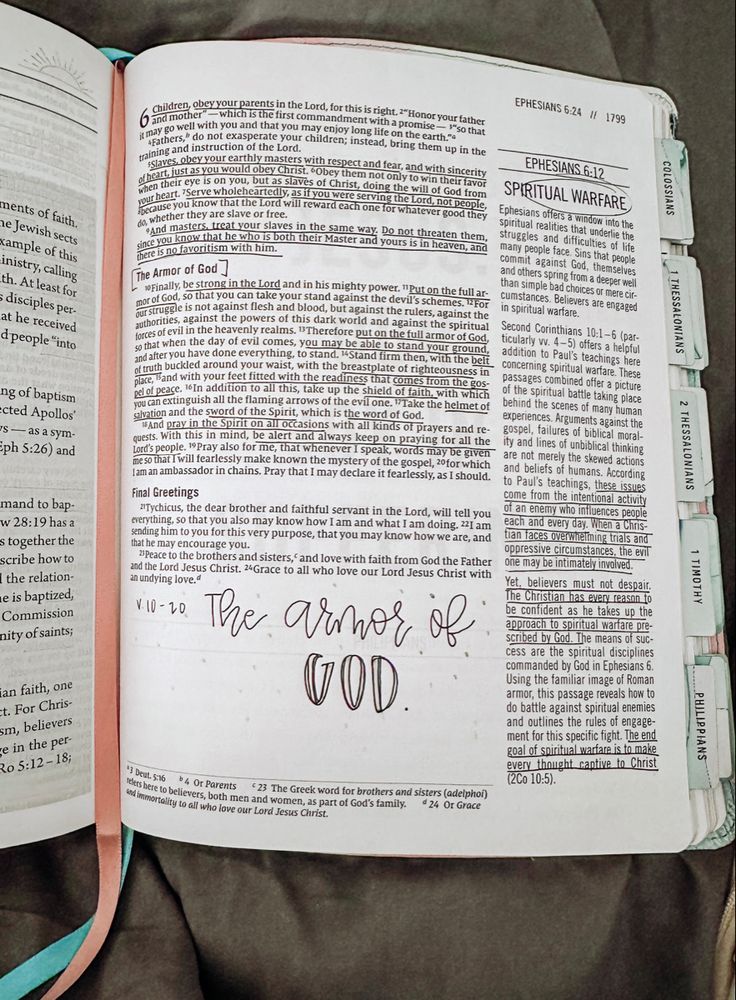 an open bible with writing on it