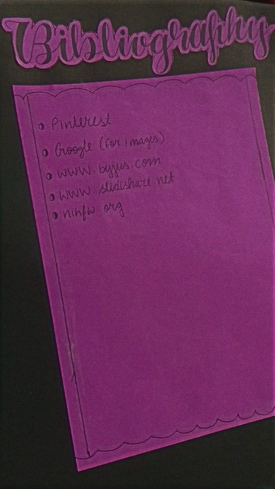 a purple piece of paper with writing on it that says bibliografiaty