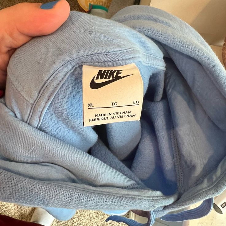 Perfect Condition Never Worn Fits More Like A L Baby Blue Nike Hoodie Men, Light Blue Fleece Casual Top, Comfortable Blue Sweatshirt For Spring, Blue Sweatshirt For Spring, Nike Casual Cotton Hoodie, Casual Nike Cotton Hoodie, Light Blue Fleece Casual Sweatshirt, Comfortable Blue Cotton Sweatshirt, Casual Light Blue Fleece Sweatshirt