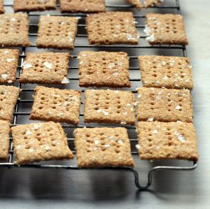 some crackers are cooling on a rack