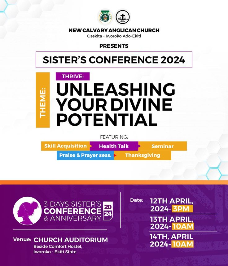 the poster for sister's conference with an image of a woman in purple and yellow