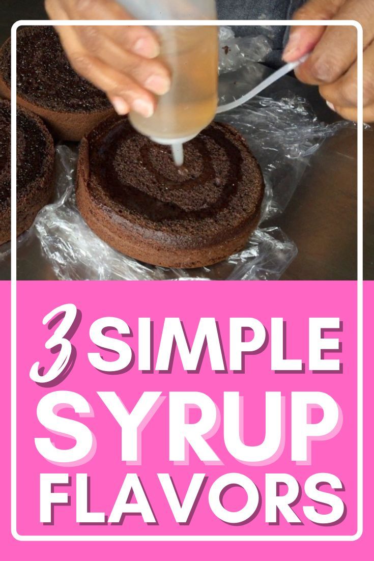 a person is spreading icing on some brownies with the words 3 simple syrup flavors