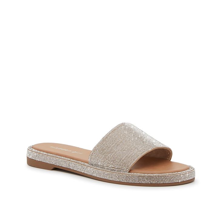 Madden Girl-Addie Sandal Highlight your summery looks with the shimmery Addie slide sandal from Madden Girl. Glinting rhinestones accents this pair, while the simple silhouette makes for a versatile add to your closet. Simple Silhouette, Birthday Wishlist, Madden Girl, Slide Sandals, Sandals, Birthday, Silver, Closet