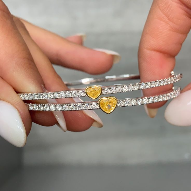 1.10 Carats Total 0.88 Carat Light Yellow Heart Shape Diamond 0.38 Carats of White Round Diamonds SI-VS1 Clarity Size 7 Wrist Crafted in 18k White & Yellow Gold Handmade in NYC Luxury Diamond Heart Bracelet For Anniversary, White Gold Diamond Heart Bracelet For Anniversary, Fine Jewelry White Gold Promise Bracelet, Heart Cut Diamond Accents Bracelet For Anniversary, Heart Cut Brilliant Bracelets For Anniversary, Luxury White Gold Heart Bracelet For Wedding, Fine Jewelry Round Heart Bracelet For Anniversary, Fine Jewelry Heart Bracelet For Anniversary, White Gold Diamond Heart Bracelet