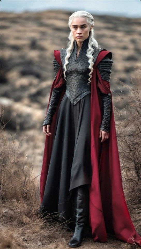 House Targaryen Outfit, Deneryes Targeryan Outfit, Dragon Tamer Outfit, Targaryen Inspired Dress, Valyrian Dresses, Game Of Thrones Outfit Inspiration, Game Of Thrones Inspired Outfits, House Of The Dragon Outfit, Game Of Thrones Dress To Impress