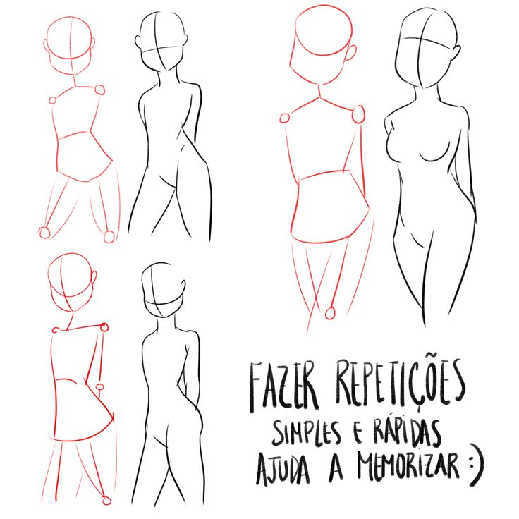 sketches of female mannequins in different poses and body shapes, with the words face