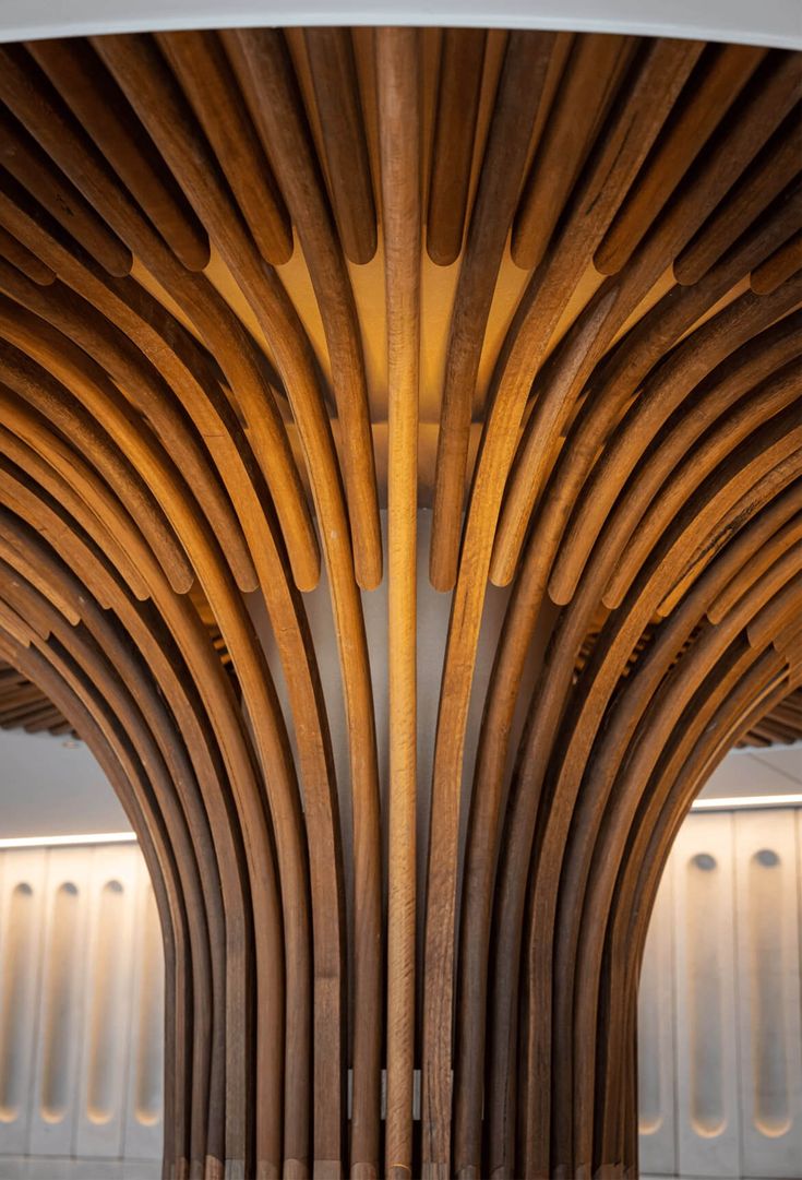 the wooden structure is made from wood strips