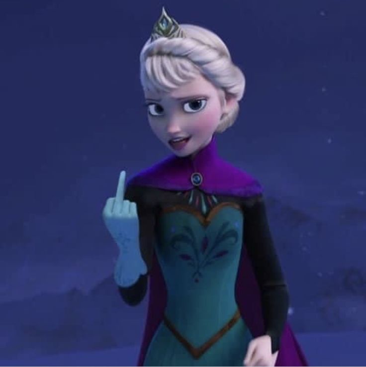 the frozen queen is making a peace sign