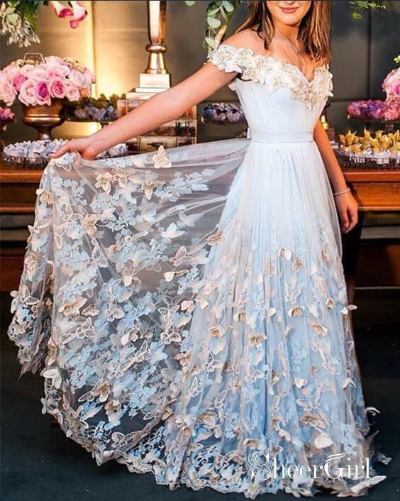 Light Blue Prom Dresses Lace Appliqued Off the Shoulder Long Prom Dress ARD1321-SheerGirl Light Blue Prom Dresses, Best Prom Dress, Halter Homecoming Dress, Light Blue Prom, Light Blue Prom Dress, Blue Prom Dresses, Gorgeous Prom Dresses, 2024 Prom, Best Prom Dresses