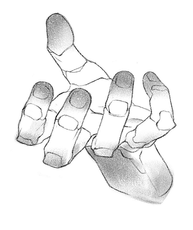 a drawing of a hand holding something in it's palm