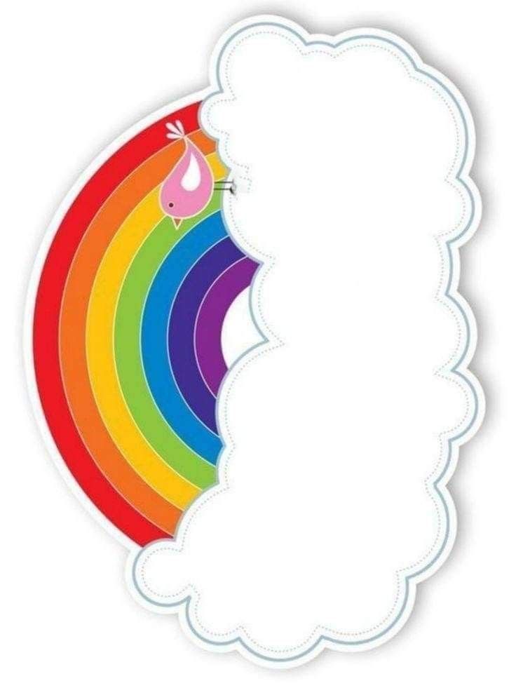 a sticker with a rainbow in the middle and a bird on it's back