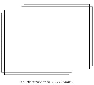 a line drawing of a rectangle in black and white, with the center section missing