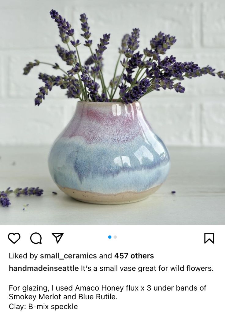 a vase filled with purple flowers on top of a table