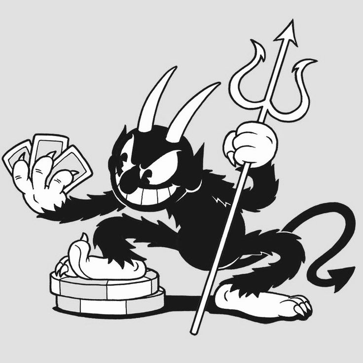 a black and white drawing of a devil holding a stick with the words don't deal