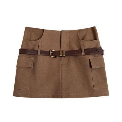 Size: S M L XL pattern: plain style: wild Waist type: natural waist Color classification: black brown belt Item number: B3733E23 Skirt type: hip skirt Season of the Year: Winter 2022 Skirt length: short skirt Profile: H shape Material composition: polyester fiber Casual Fall Skirt With Belt, Casual Belted Skirt For Fall, Belted Mini Skort For Fall, Fall Mini Skirt With Belt Loops, Brown Lined Mini Skort, Fall Cargo Skirt With Belt Loops, Fall Mini Cargo Skirt With Belt Loops, Casual Fall Skirt With Belt Loops, Casual Belted Mini Skirt For Fall