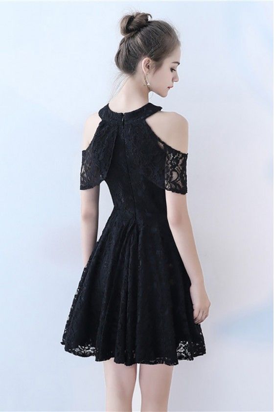 Little Black lace Short Homecoming Dress Aline - $69.3 #BLS86062 - SheProm.com A-line Lace Dress With Lace Trim For Prom, A-line Lace Prom Dress, Black Knee-length Lace Wedding Dress, Black A-line Dress For Homecoming, A-line Lace Mini Dress With Patchwork, A-line Mini Dress With Lace Patchwork, Black Lace Mini Dress For Prom, Prom Dresses With Contrast Lace, Lace Prom Dress With Contrast Lace Details