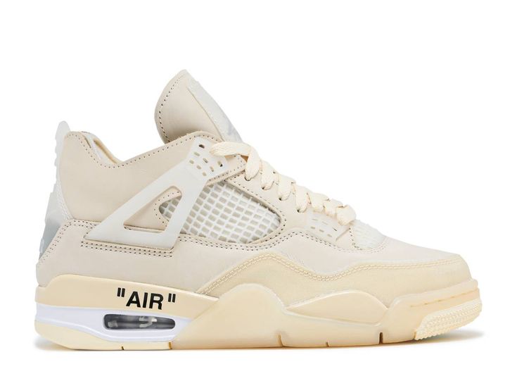 Off White X Wmns Air Jordan 4 SP 'Sail' - Air Jordan - CV9388 100 - sail/muslin/white/black | Flight Club Baskets Jordans, Jordan Off White, Basketball Nike, Jordan 4’s, Nike Air Jordan 4, Jordan Retro 4, Authentic Jordans, Jordan Shoes Girls, Jordan 4s