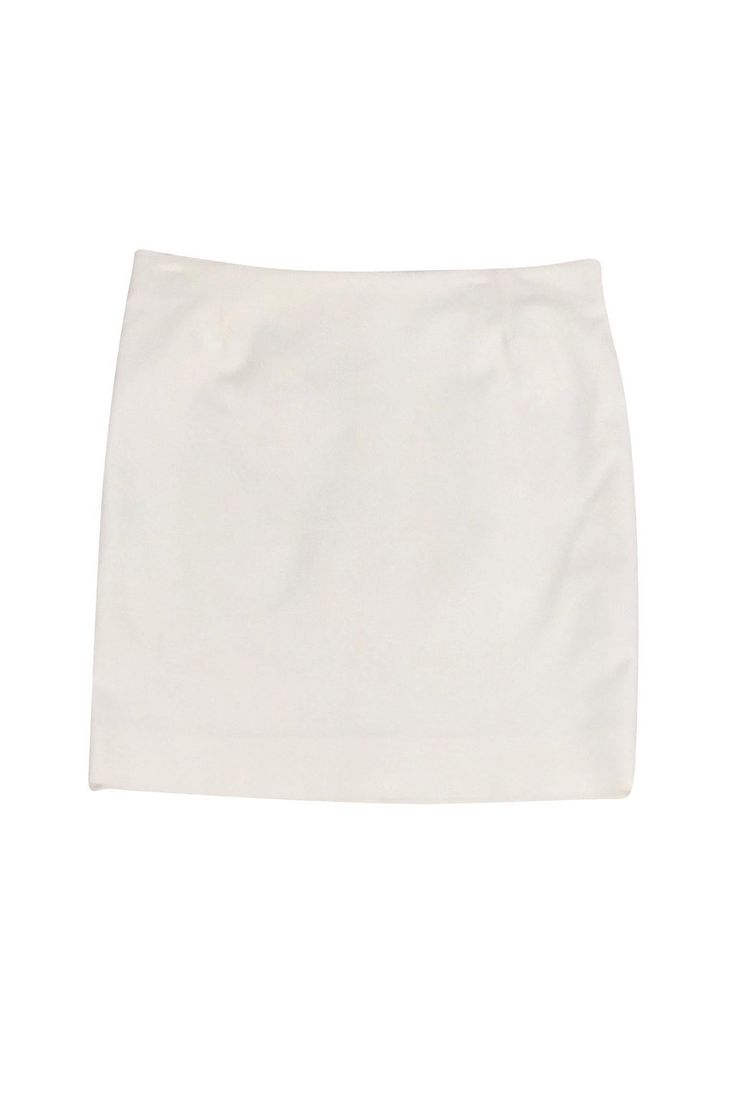 Current Boutique-Akris Punto - Cream Pencil Skirt Sz 10 Fitted White Mini Skirt For Office, Formal Fitted White Mini Skirt, White Pencil Skirt For Workwear, White Pencil Skirt For Work, White Lined Mini Skirt For Office, Classic White Office Skirt, Cream Lined Mini Skirt For Work, Cream Pencil Skirt For Workwear, White Pencil Skirt For Formal Summer Occasions