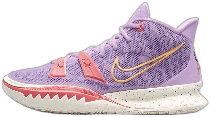 The Nike Kyrie 7 EP 'Daughters' is a stylish sneaker with a unique silhouette and a vibrant colorway. Inspired by Kyrie Irving's family colors, the shoe features a purple base with lilac, melon tint, indigo burst and sail accents. The rubber sole provides superior traction and durability, making it perfect for all kinds of activities. The design is also a tribute to Kyrie's daughters, as the colors reflect their birthstones. Get your hands on this stylish and unique sneaker and make a statement! Purple Low-top Sneakers With Rubber Sole, Sporty Lavender Sneakers With Rubber Sole, Lavender Sporty Sneakers With Rubber Sole, Purple Low-top Basketball Shoes, Nike Low-top Sneakers With Removable Insole, Purple Mid-top Sneakers With Rubber Sole, Nike Lavender Sneakers For Sports, Purple Lace-up Running Shoes With Rubber Sole, Sporty Lavender Sneakers With Boost Midsole