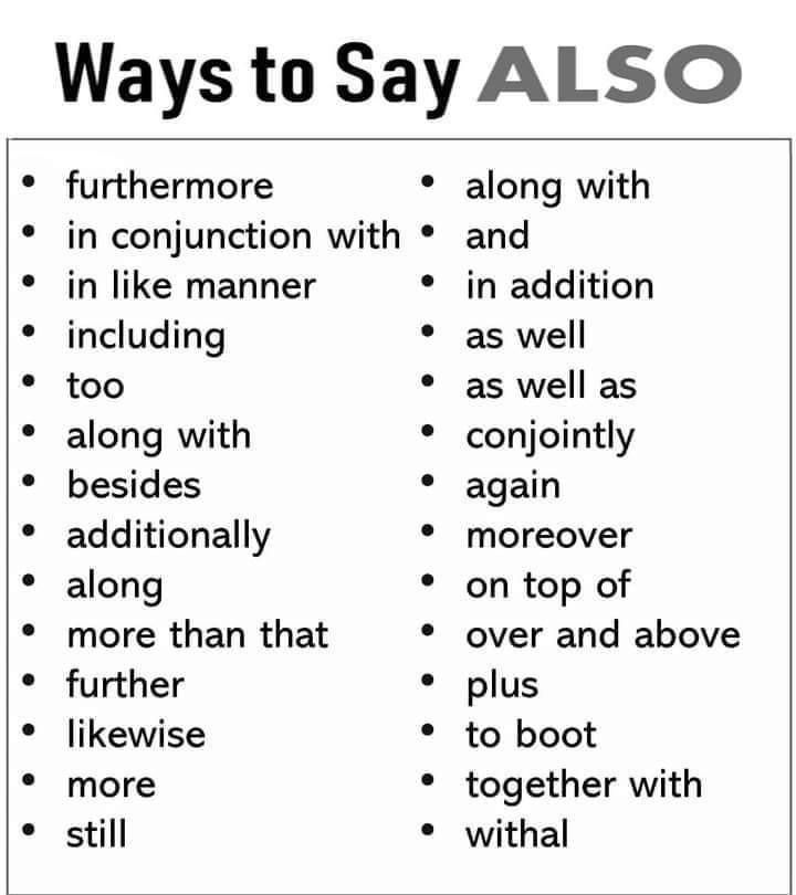 a poster with words that say ways to say also