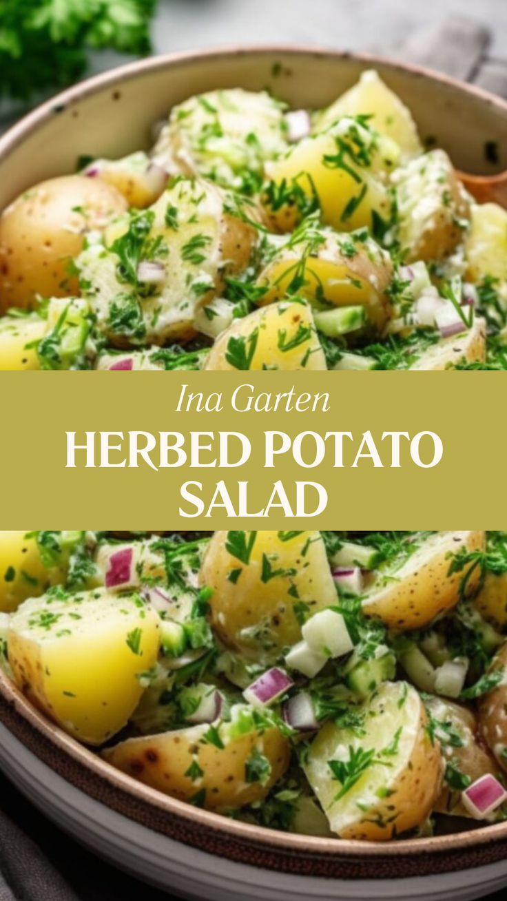 Ina Garten Herbed Potato Salad Ina Garten Dressing Recipe, Ina Garten Potato Salad Recipe, French Potato Salad Ina Garten, Arugula Potato Salad, Tarragon Potato Salad, Red Potato Recipes Healthy, Herby Potato Salad, Vinegar Based Potato Salad, Potato Salad Ina Garten