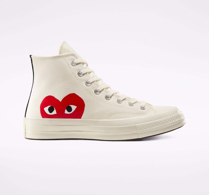 Comes Des Garcons Converse, High Top White Shoes, Converse X Comme Des Garcons, Cdg Converse, Converse Comme Des Garcons, Tenis Converse, Garcons Converse, Converse High Top, Play Comme Des Garcons