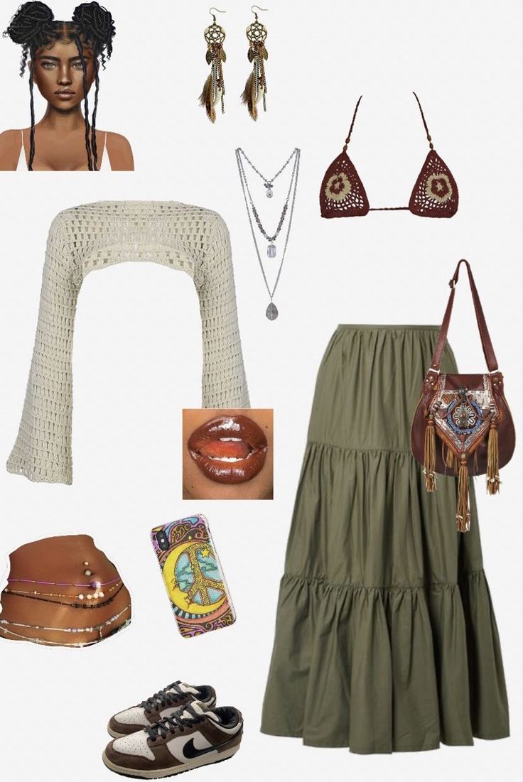 Boho Summer Outfits Black Women, Earthy Aesthetic Fashion, Boho Baddie, Hippy Life, Baddie Stuff, Summer Plan, Earth Fashion, Thrift Wishlist, Looks Hippie