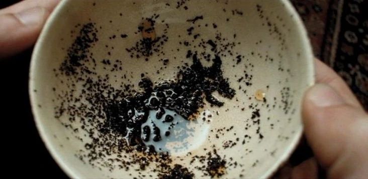 a person holding a white bowl filled with dirt