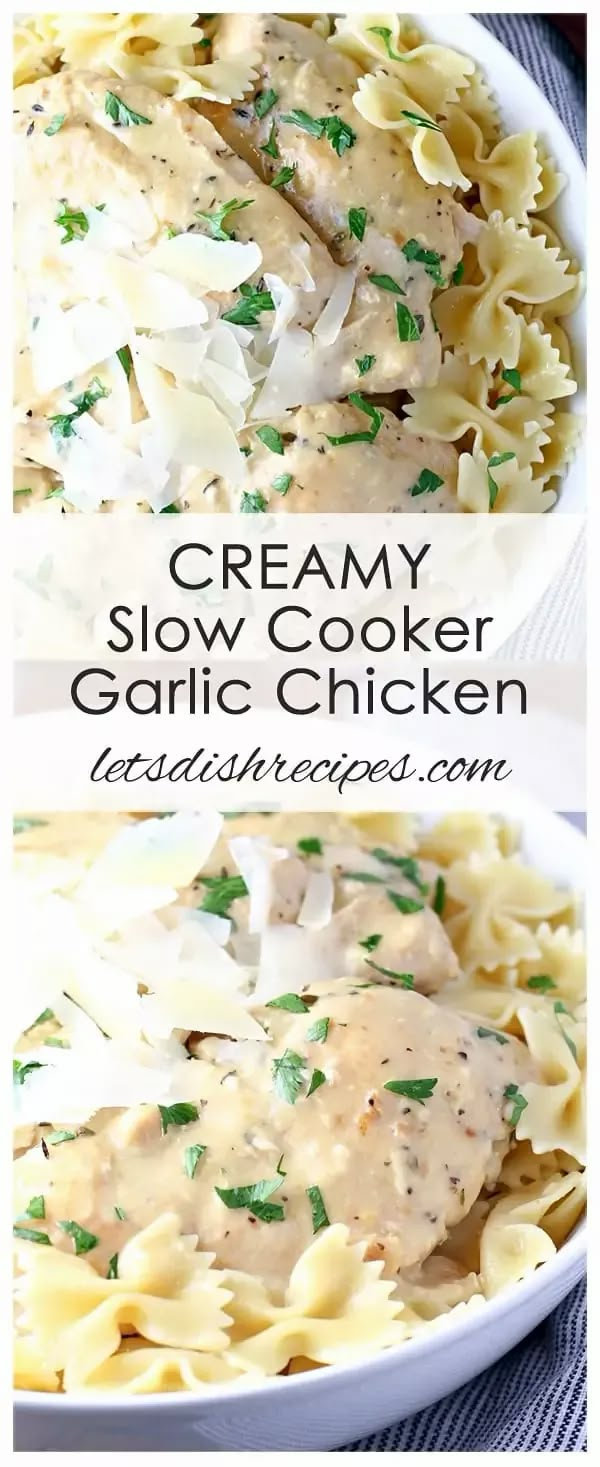 creamy slow cooker garlic chicken is an easy dinner recipe