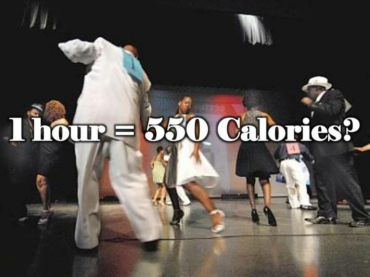 a group of people dancing on stage with the words i hour = 350 calories?