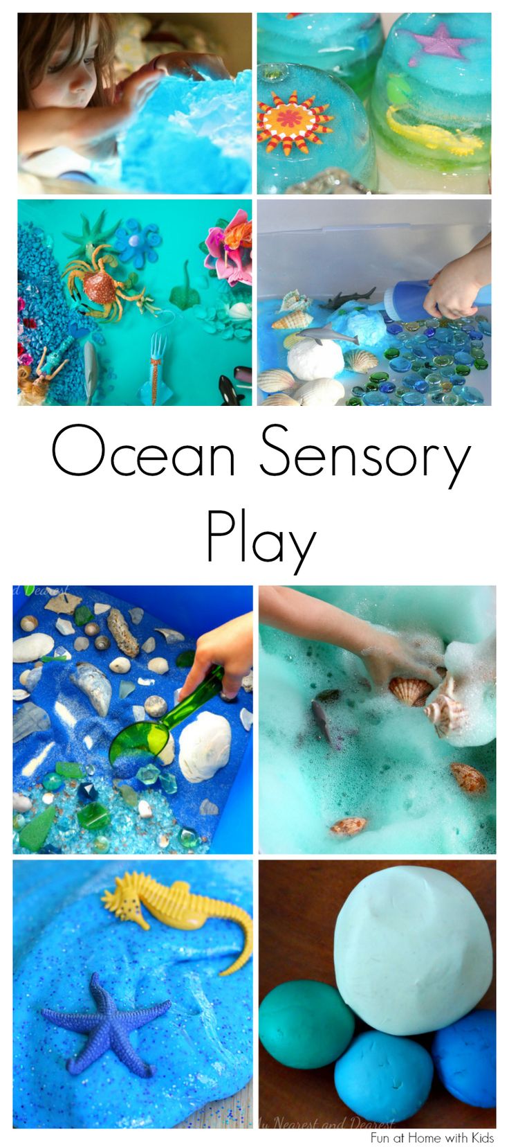 an ocean themed play area with blue, green and white foam