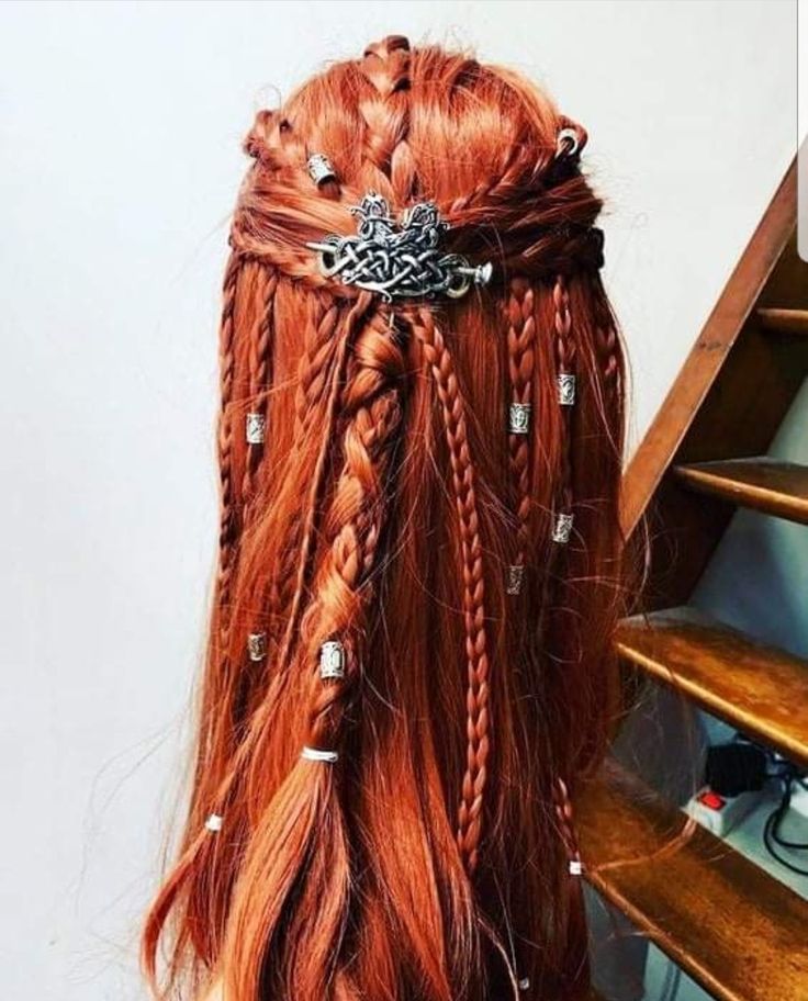 Simple Elven Hairstyles, Persephone Hairstyle, Scottish Braids, Viking Braids Female Long Hair, Rennaisance Hairstyle, The 100 Hairstyles, Norse Hairstyles Women, Female Viking Hair, Slavic Braids