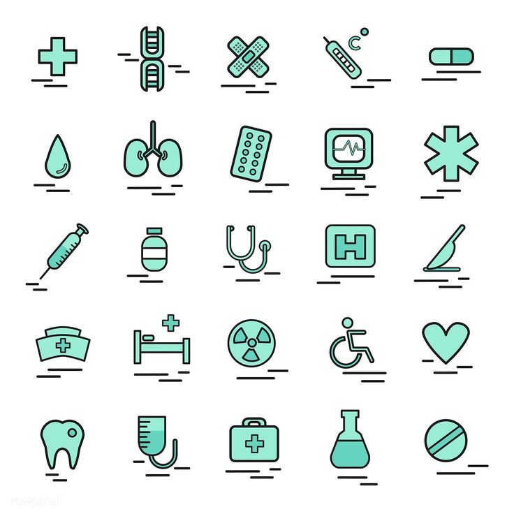 medical and health icon set in thin line style