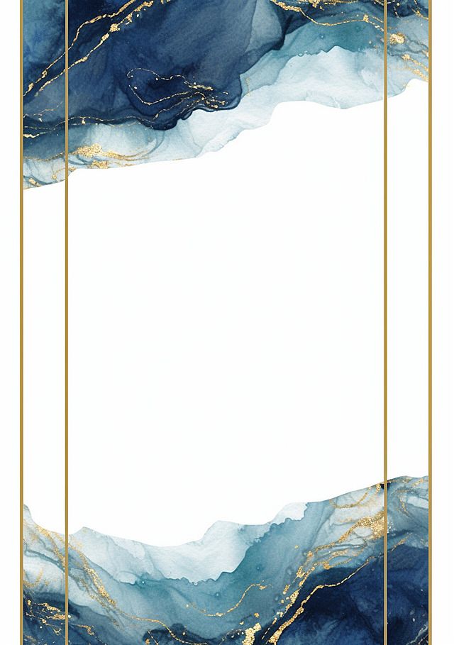 an abstract blue and gold background with a square frame