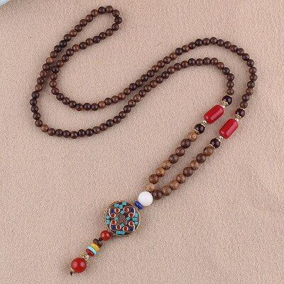 Vintage Nepal Long Buddhist Mala Wood Beaded Pendant & Necklace Ethnic Bohemian Boho Buddha Lucky Jewelry for Women Men Sweater Necklaces, Buddhist Mala, Peace Necklace, Lucky Jewelry, Buddha Necklace, Wooden Bead Necklaces, Ethnic Necklaces, Elephant Necklace, Beaded Pendant Necklace