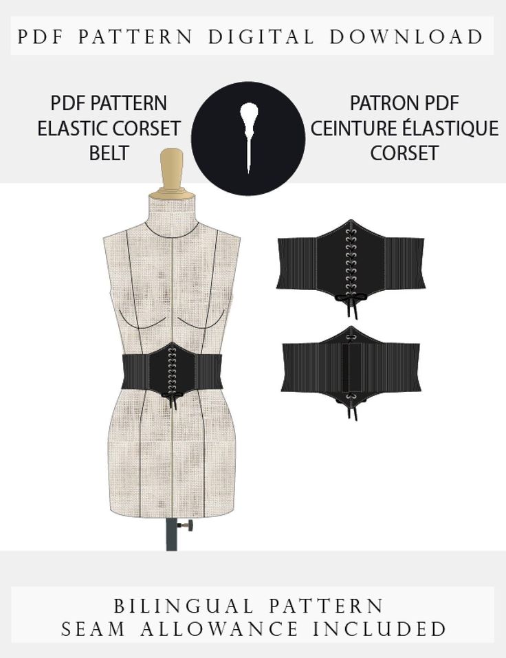 The elastic corset (belt) pattern in printed format is graded for a total of 11 sizes. It includes 4 pieces of the belt. All sewing allowances are included 1cm. The making steps are included. Mixed printing format letter or A4, A1. Always print with a value of 100%. The printed bustier pattern is graded for a total of 11 sizes. It includes 4 pieces of the corset. All seam allowances are included 1cm. The sewing steps are included. Mixed print size letter or A4, A1. Or print all sizes superimpose Belt Corset Pattern, Free Corset Belt Pattern, Corset Belt Pattern, Free Underbust Corset Sewing Pattern, Mood Fabrics Free Pattern Corset, Bustier Pattern, Belt Pattern, Corset Belt, Mixing Prints