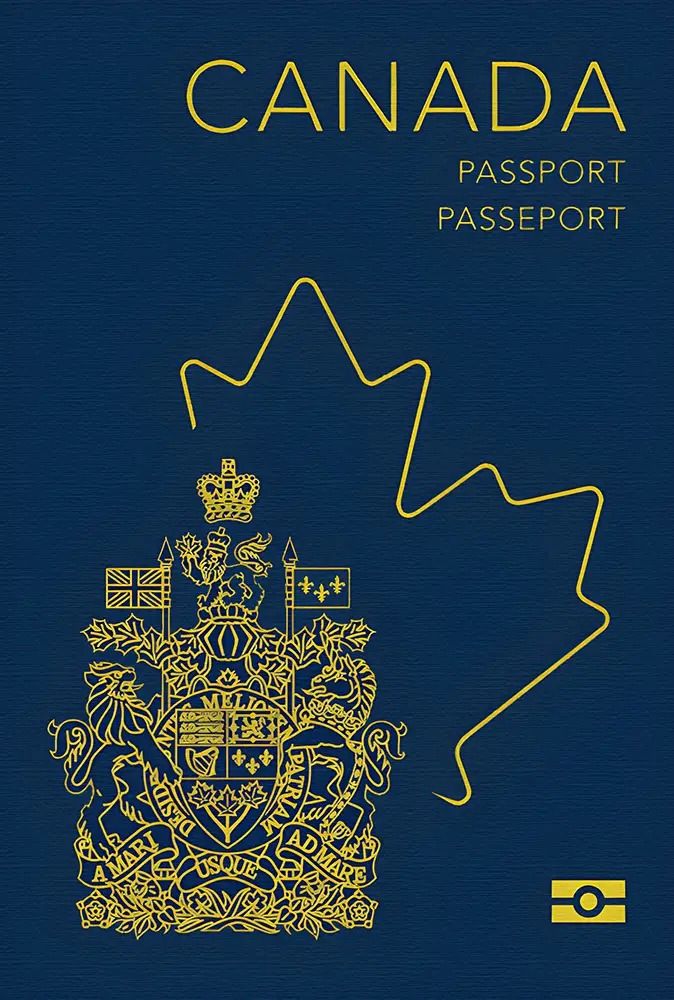 the canadian passport is blue and yellow