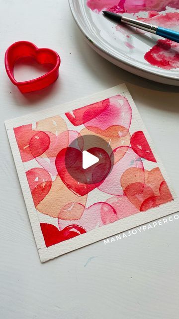 a video demonstrating how to make valentine's day cards with watercolors and crayons