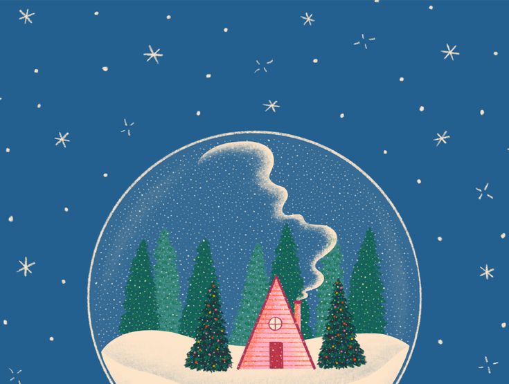 a snow globe with a house inside and trees in the background on a snowy night