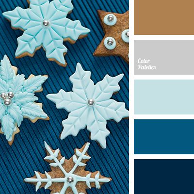 a blue and brown color scheme with snowflakes