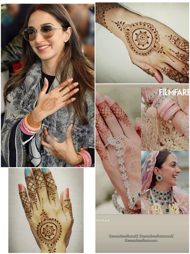 a collage of pictures showing different hendi designs